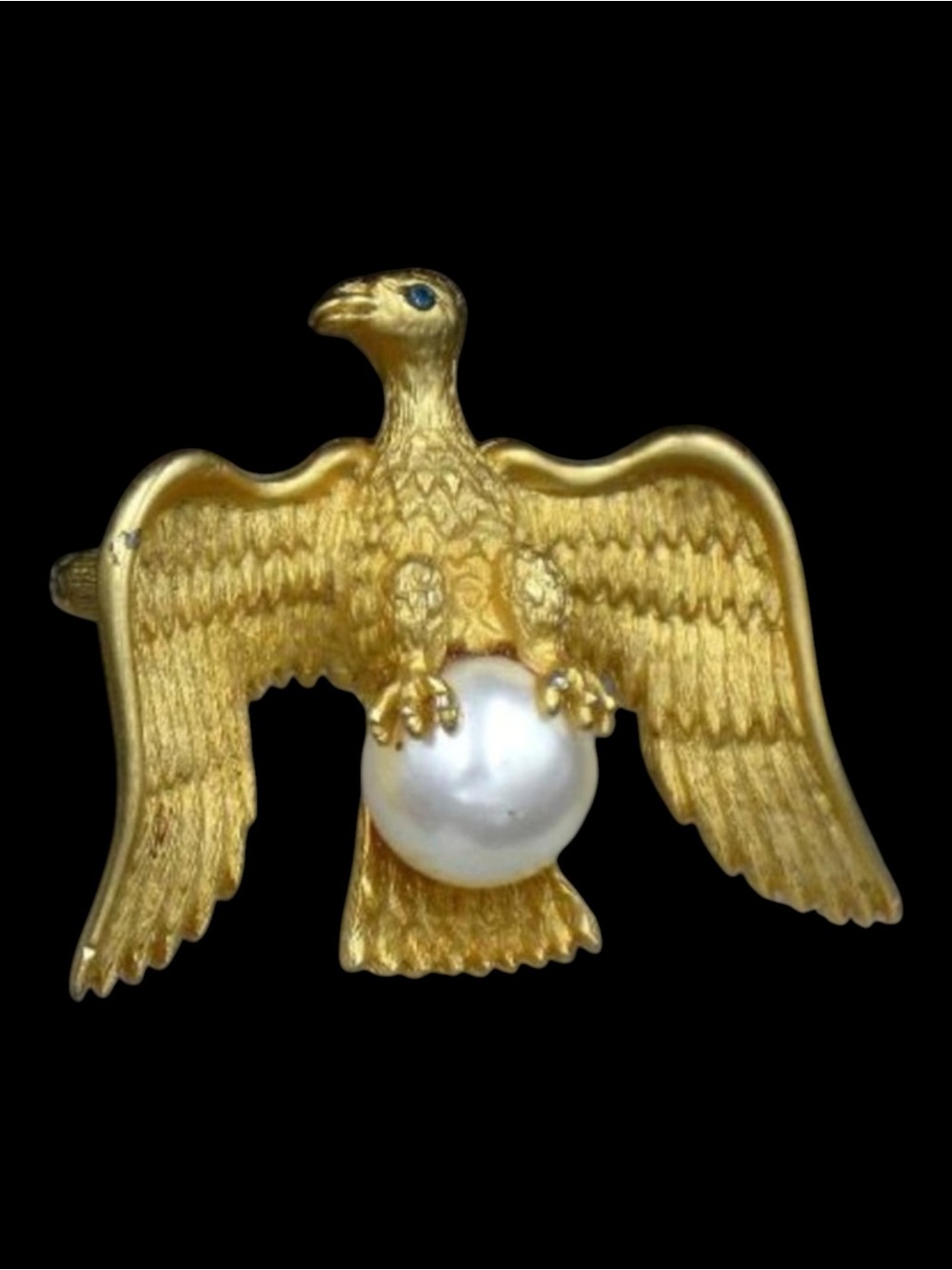 Vintage Thomas Jefferson Federal Eagle Brooch Faux Pearl